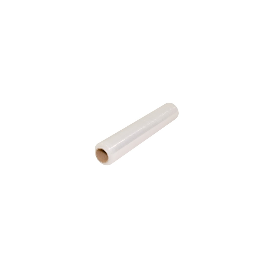 Foglio di plastica trasparente stretch 23mic 1,5kg netto (peso senza rotolo)