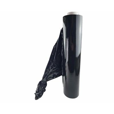 Schwarze Stretchfolie 23mic 3kg brutto (Gewicht mit Rolle)