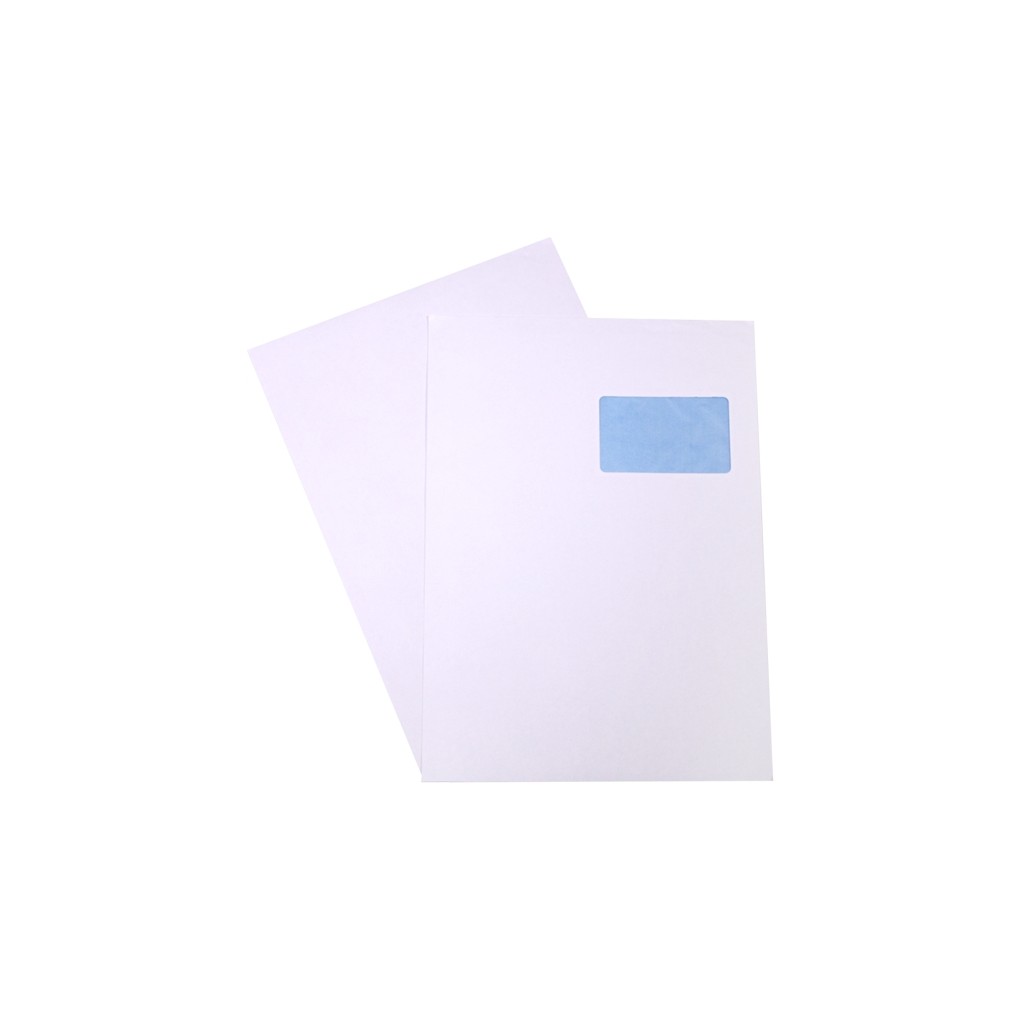 White paper envelope with a window, white C4 229x324