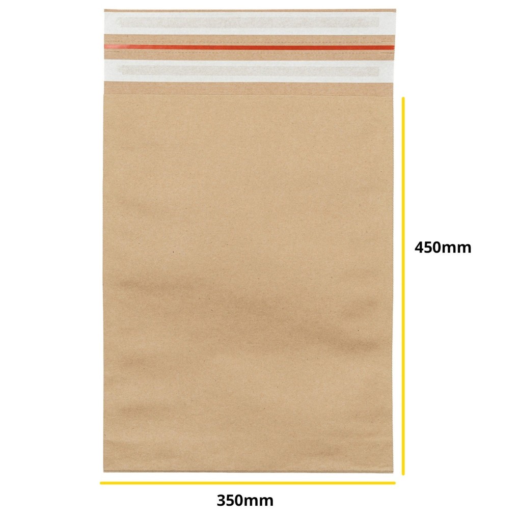 350x450x80 BoxBag Papirforsendelsespose med bundfals