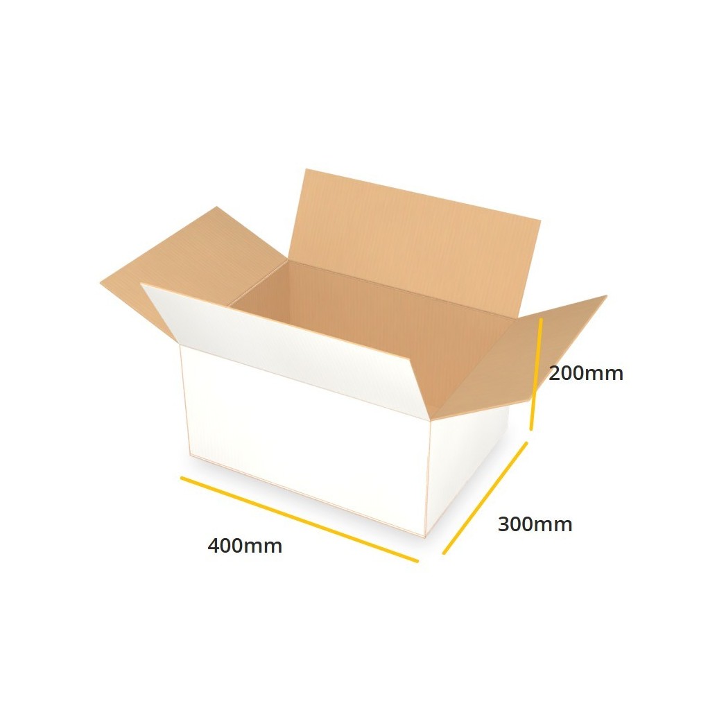 Caja de cartón blanco K494 B 400x300x200