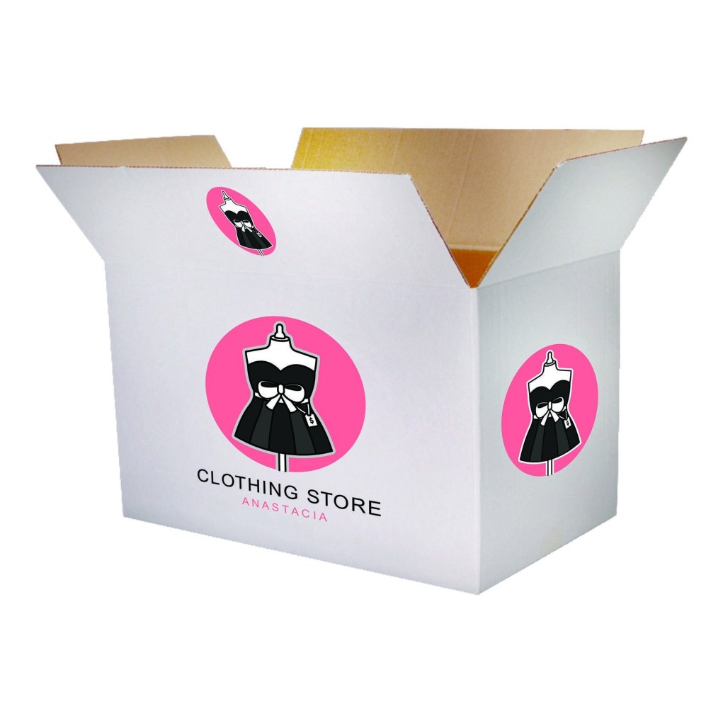 White cardboard box with print 600x400x400 White cardboard box with print 600x400x400