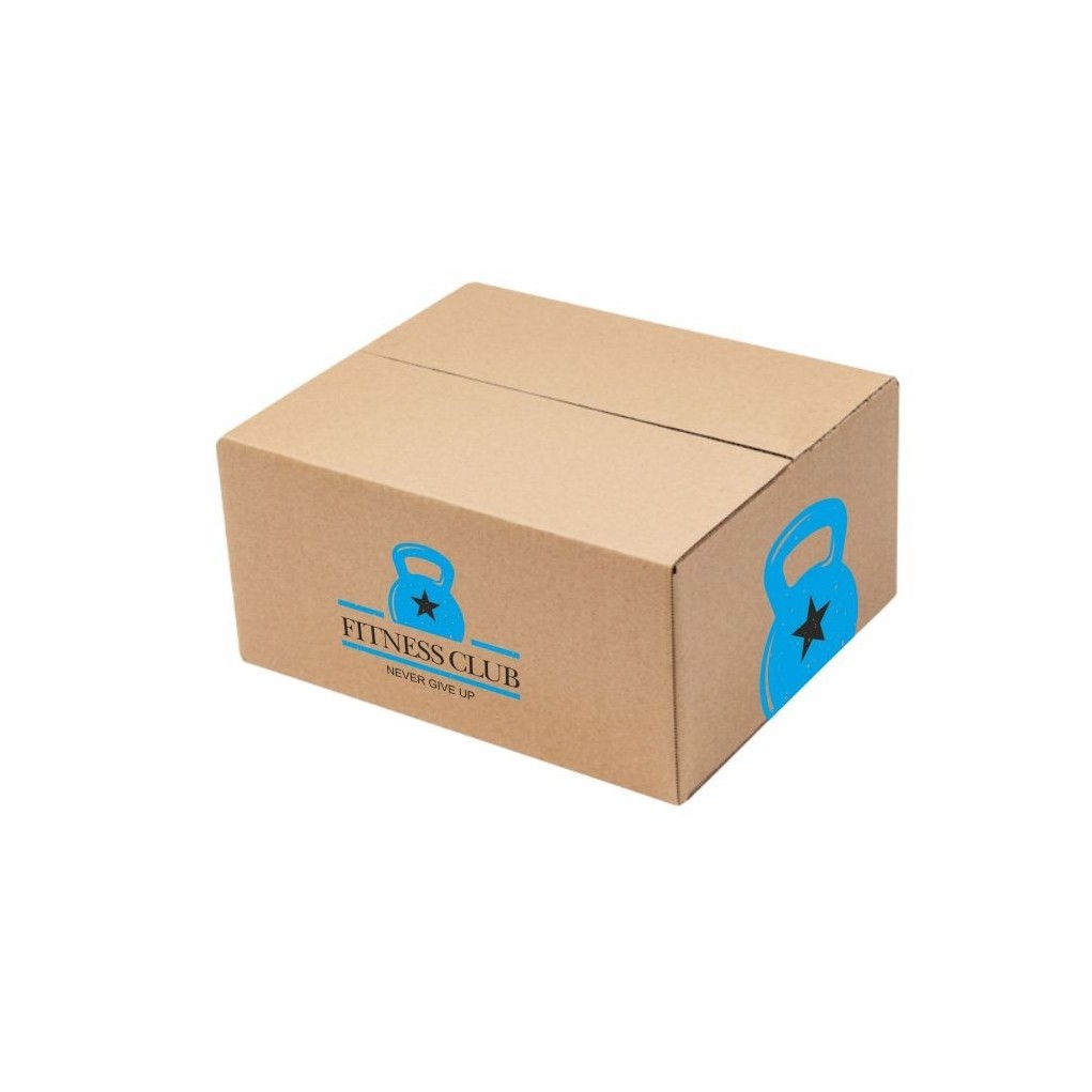 Brown flap cardboard box with print 400x400x200