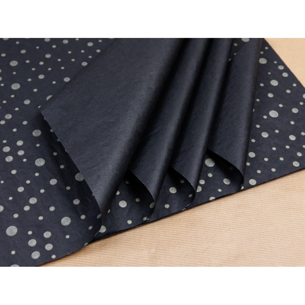 Papiers décoratifs pour emballage noir motif à pois (paquet de 240 pièces.)