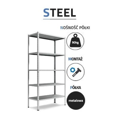 Regał metalowy "Steel" 180x90x40 5P 450kg