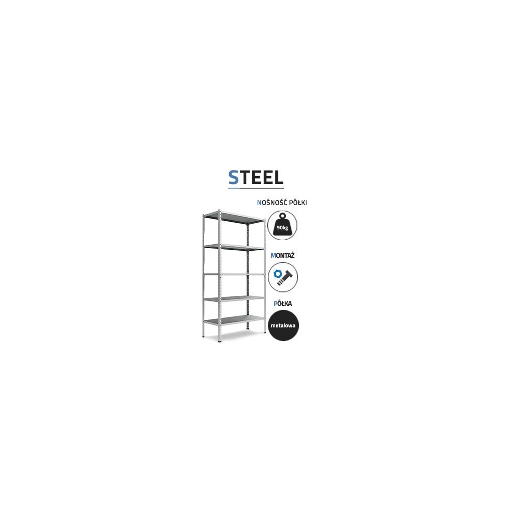 Metāla plaukts "Steel" 180x90x40 5S 450kg