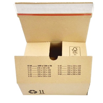 169x130x70 Forsendelsesboks med automatisk bund SendBox S10 ECO