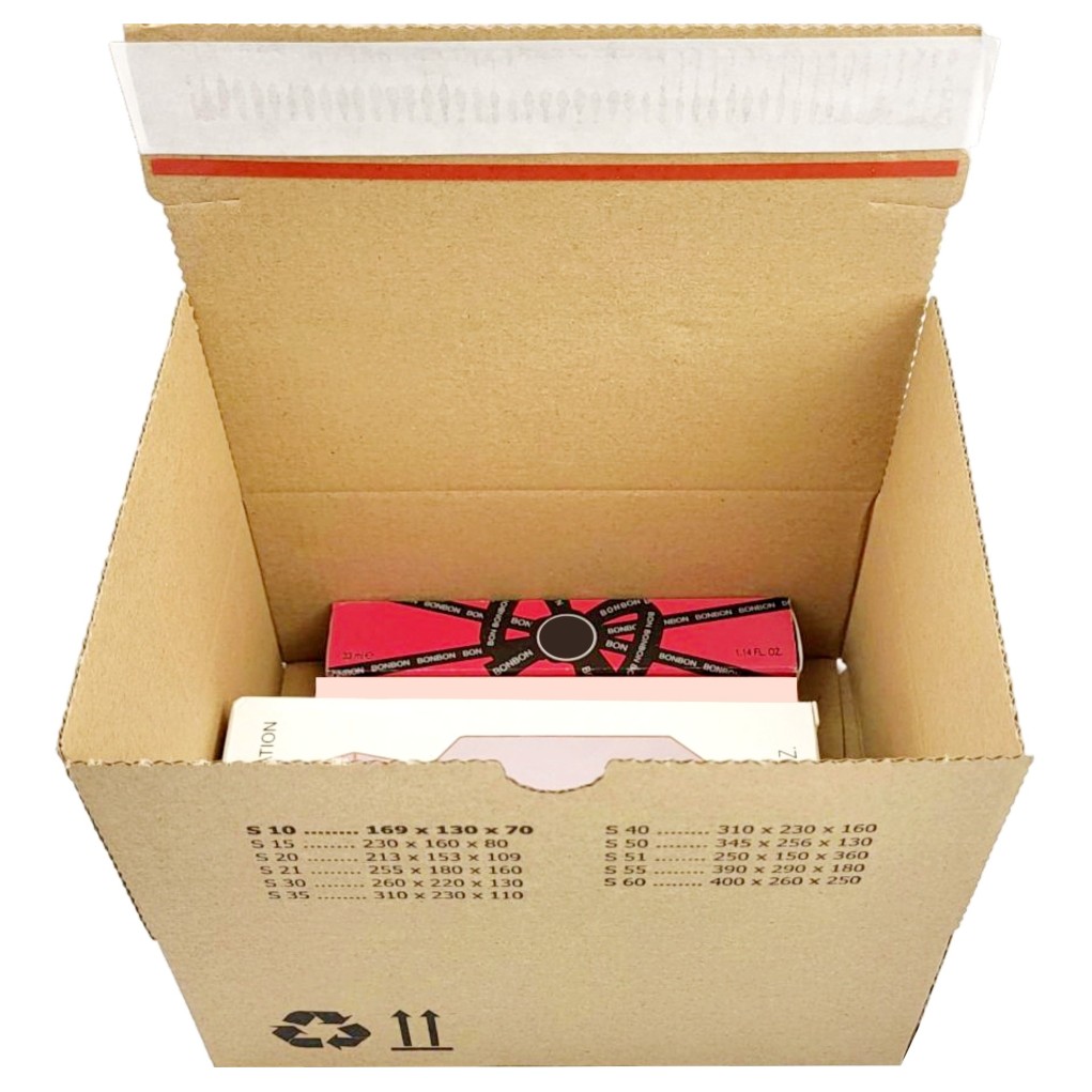 169x130x70 Forsendelsesboks med automatisk bund SendBox S10 ECO