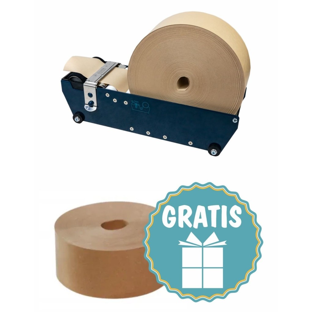 Papieren plakbanddispenserset + GRATIS nat geactiveerde plakband