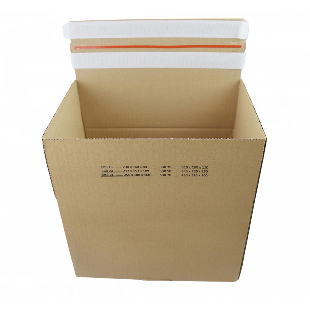 255x180x160 SendbackBox SBB21 Поштова коробка для e-commerce з автодном, подвійною клейовою стрічкою та відривною стрічкою 255x180x160 SendbackBox SBB21 Поштова коробка для e-commerce з автодном, подвійною клейовою стрічкою та відривною стрічкою