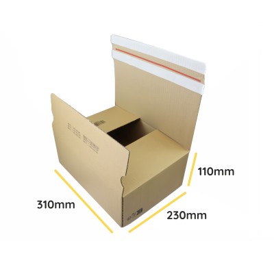 310x230x110 SendbackBox SBB35 Поштова коробка для e-commerce з автодном, подвійною клейовою стрічкою та відривною стрічкою