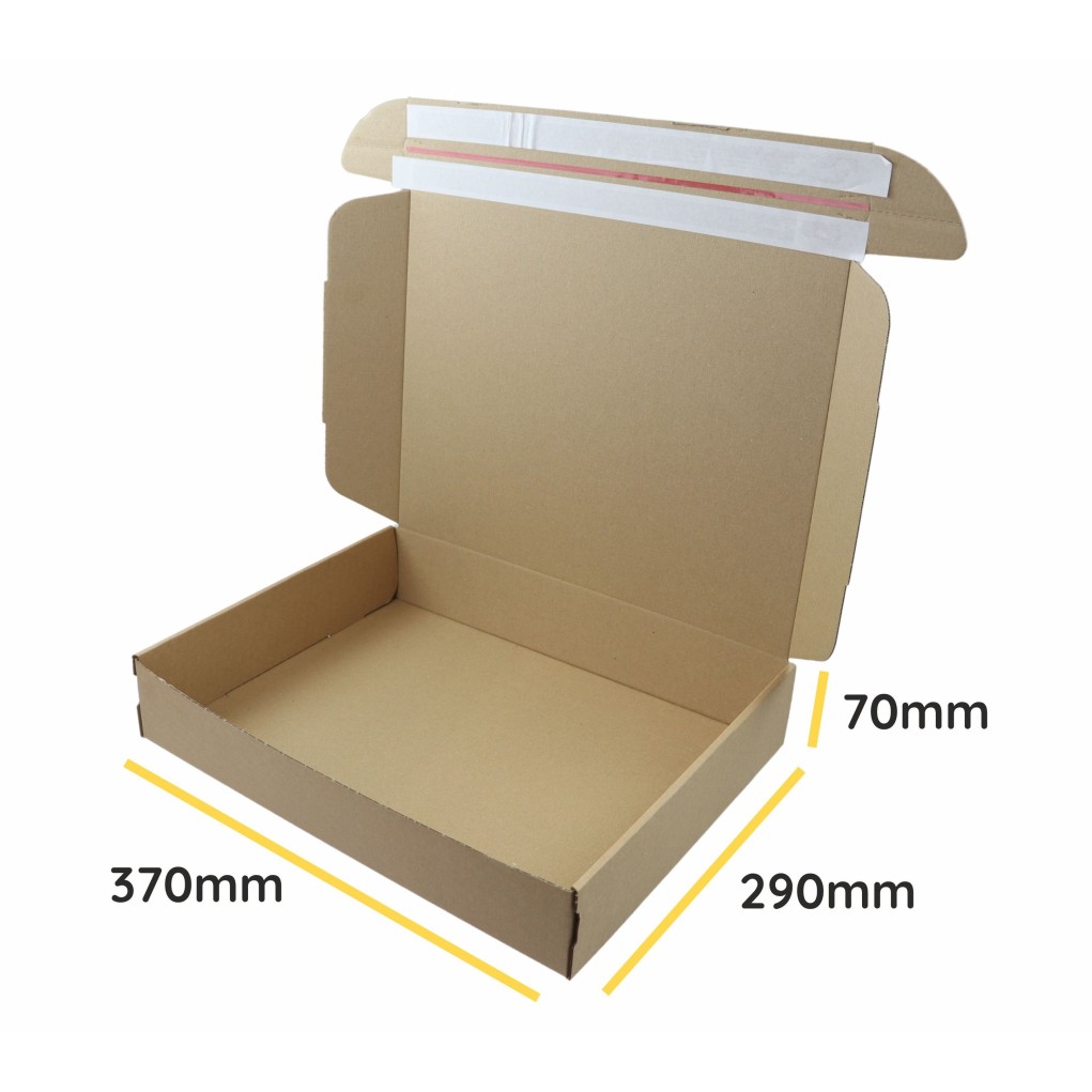 370x290x70 SendbackBox BB30 Caja de envío e-commerce de ida y vuelta con fondo automático y cinta de apertura