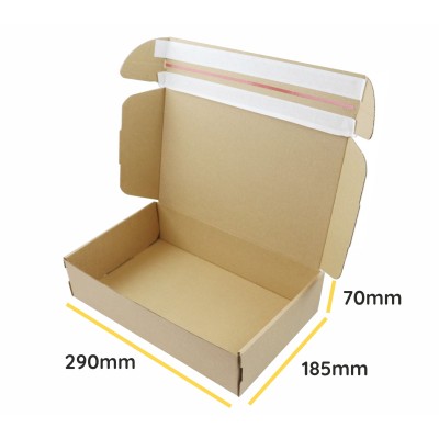 290x185x70 SendbackBox BB10 Scatola di spedizione e-commerce con fondo automatico, doppia striscia adesiva e nastro a strappo