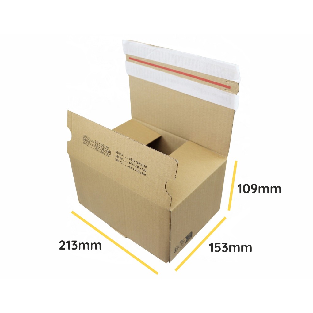 213x153x109 SendbackBox SBB20 Scatola di spedizione e-commerce con fondo automatico, doppia striscia adesiva e nastro a strappo 213x153x109 SendbackBox SBB20 Scatola di spedizione e-commerce con fondo automatico, doppia striscia adesiva e nastro a strappo