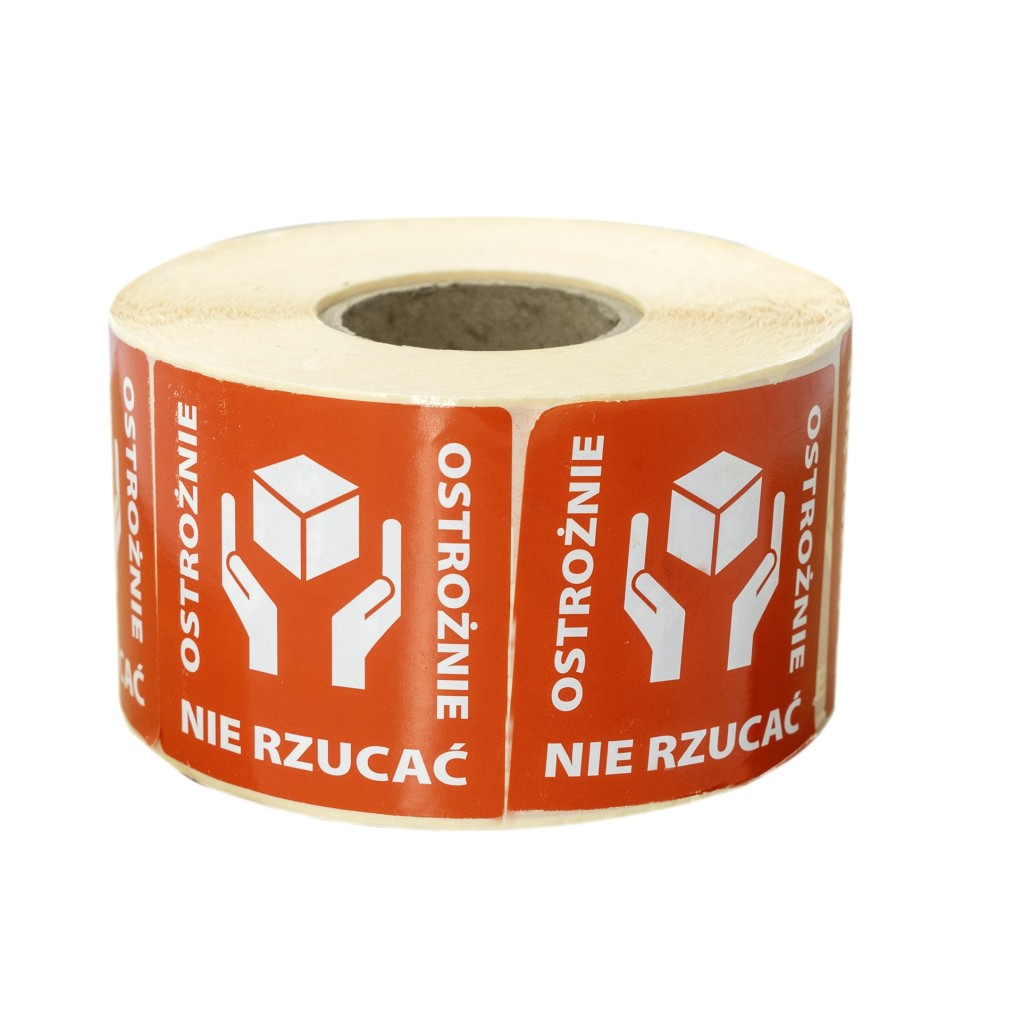 Self-adhesive warning labels "CAUTION, DO NOT THROW" roll of 1000 pcs.