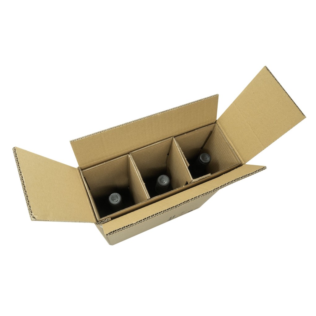 Packaging for shipping 3 bottles of wine (cardboard + insert) 320x135x370