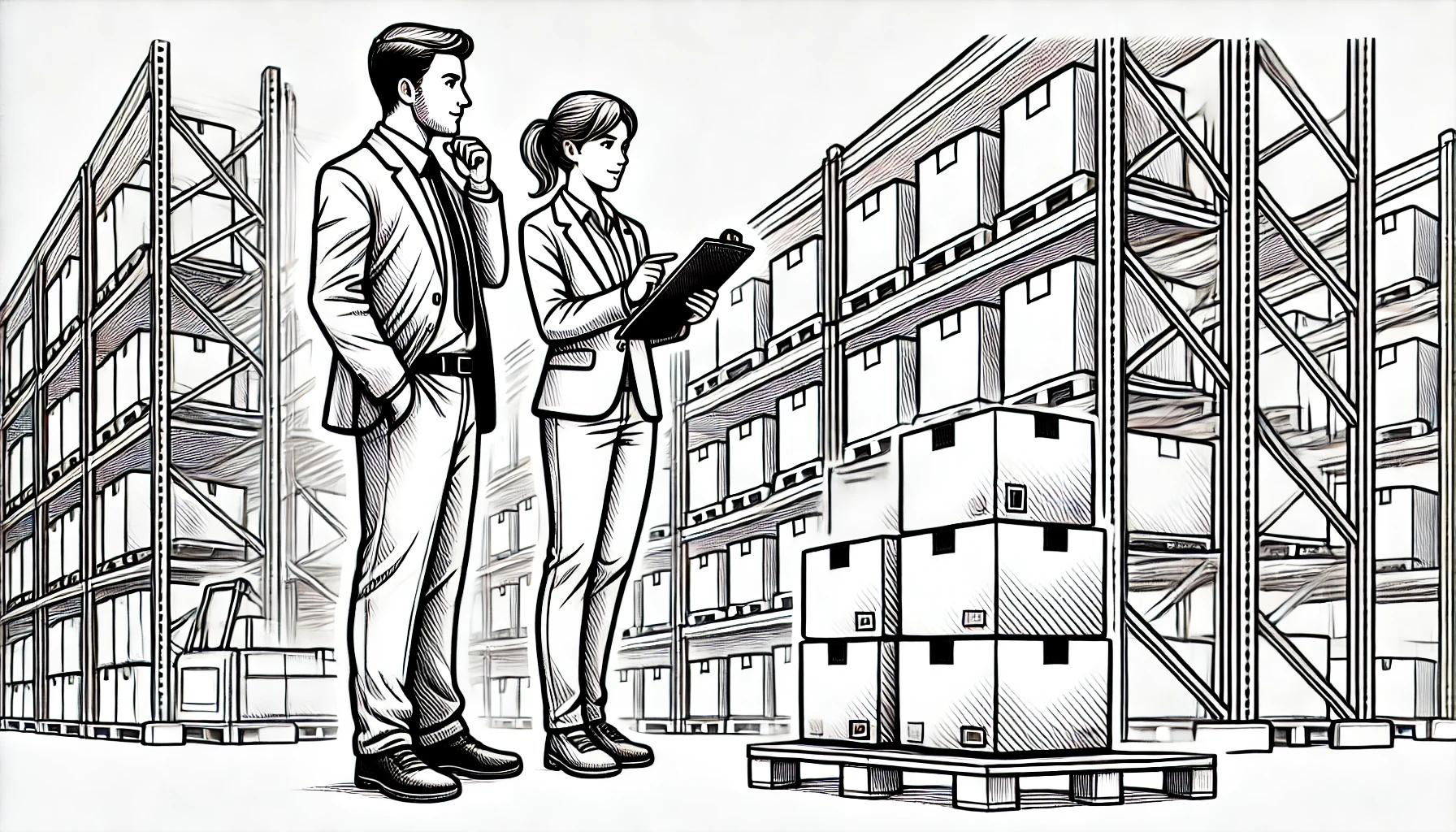 Illustration showing employee training on box storage methods