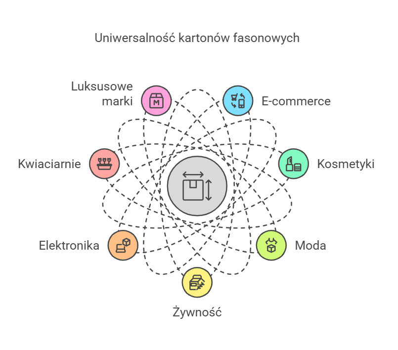 Rys. Schemat przedstawiający branże korzystające z kartonów fasonowych